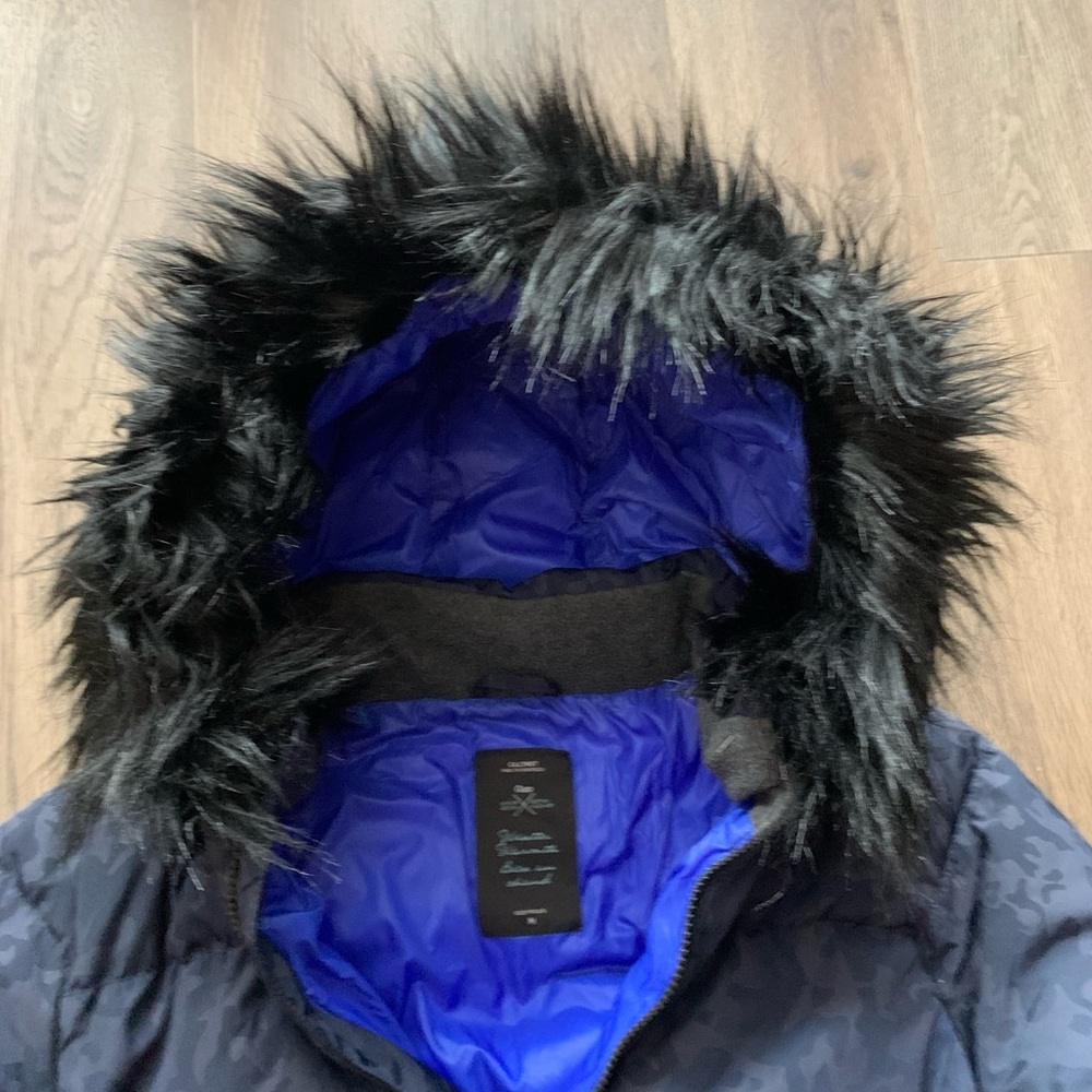 GAP blue camouflage puffer coat